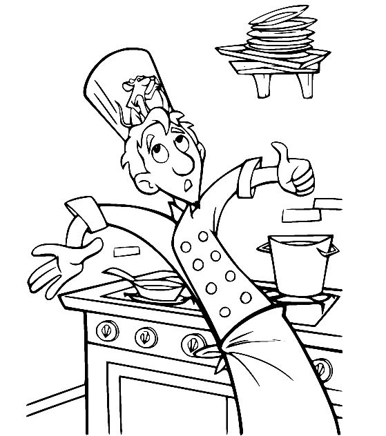 Linguini and Remy from Ratatouille Coloring Pages
