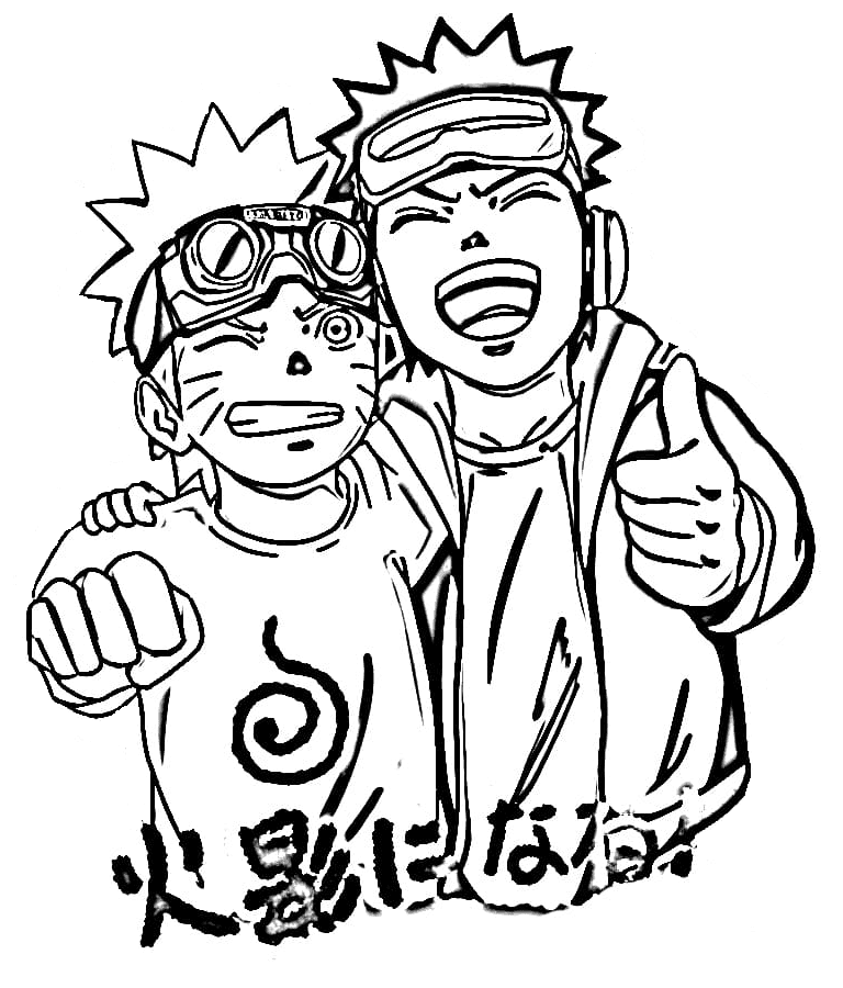 Little Naruto and Obito Coloring Page