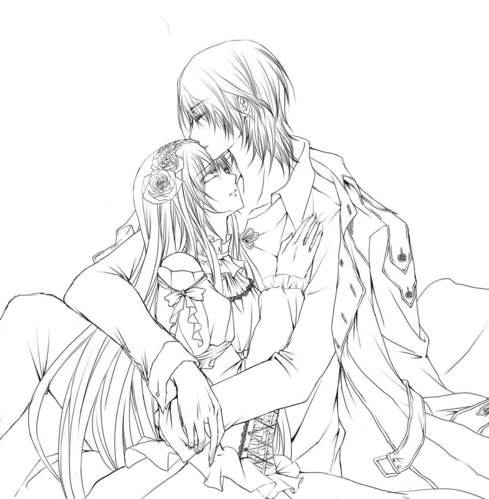 Anime couple coloring pages  Coloring pages to download and print