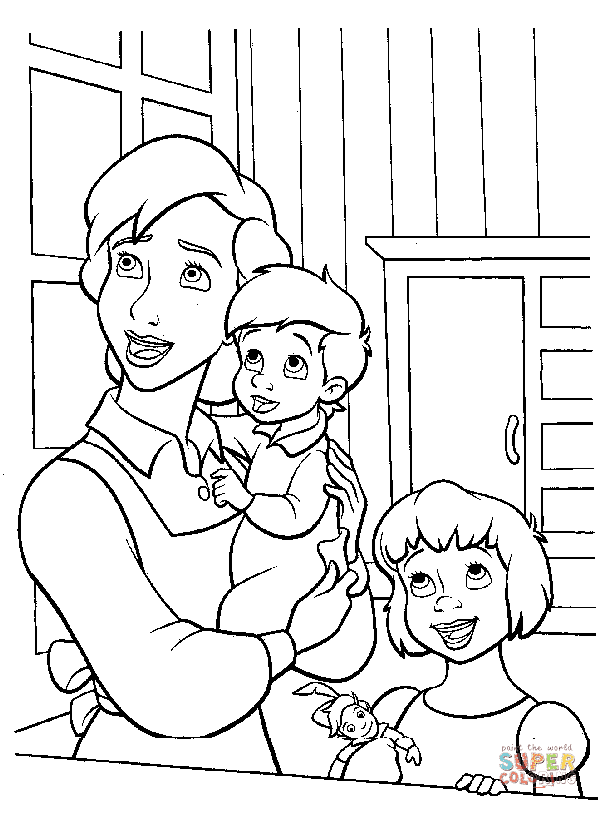 Mary Darling, Michael and Wendy Coloring Page