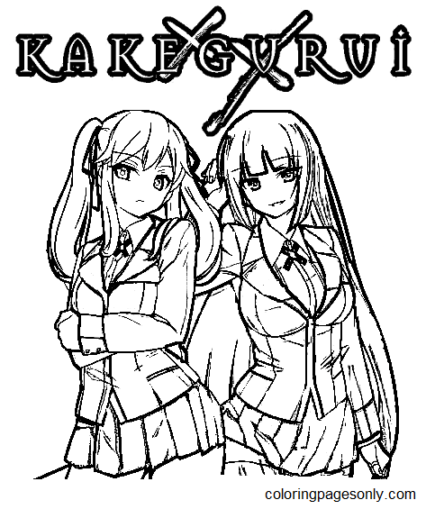 Mary and Yumeko Coloring Page