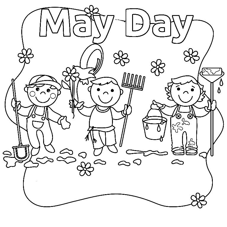 May Day for Kids Coloring Page