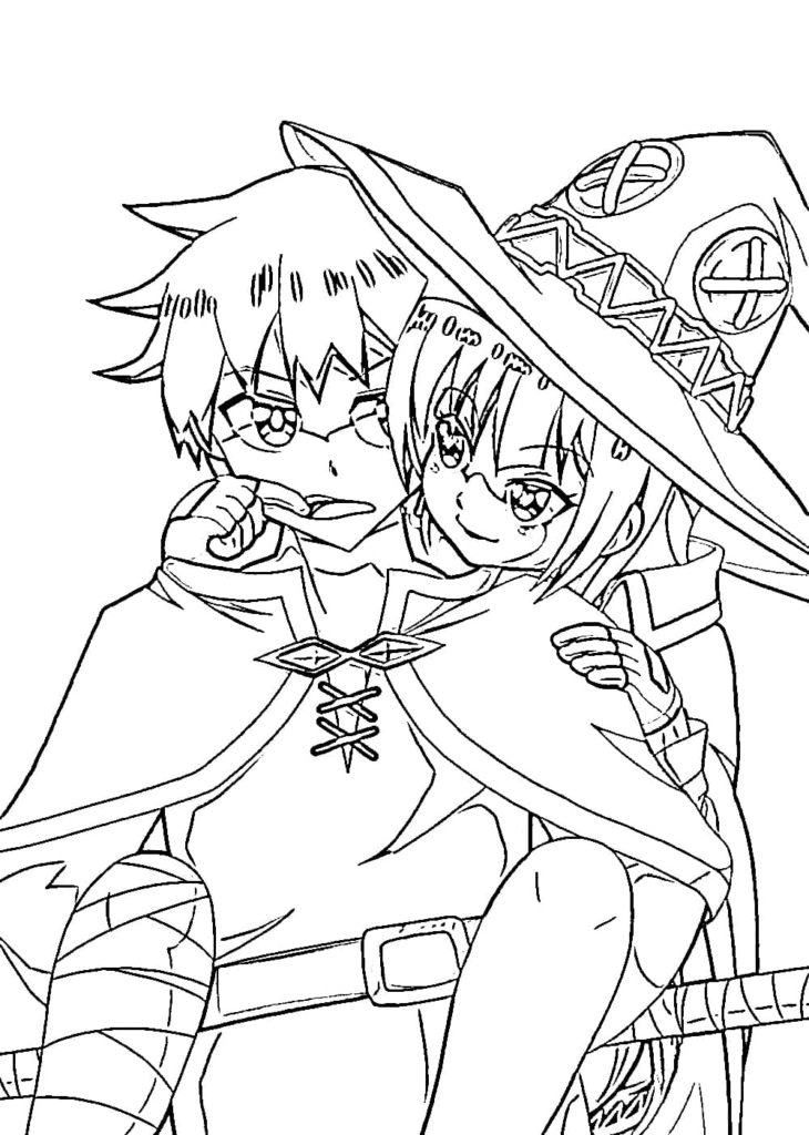 Megumin And Kazuma Coloring Pages