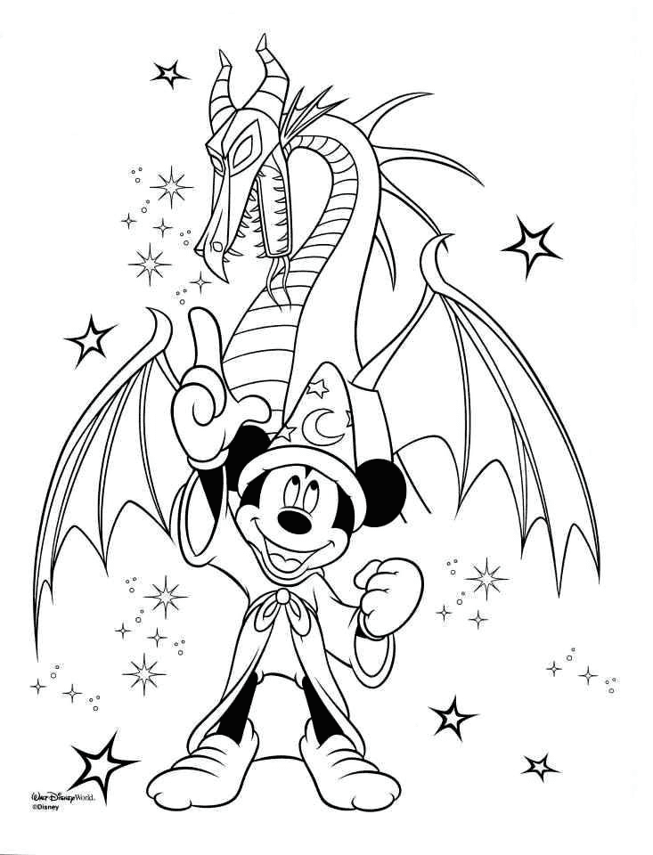 Mickey Fantasia Disney Coloring Page