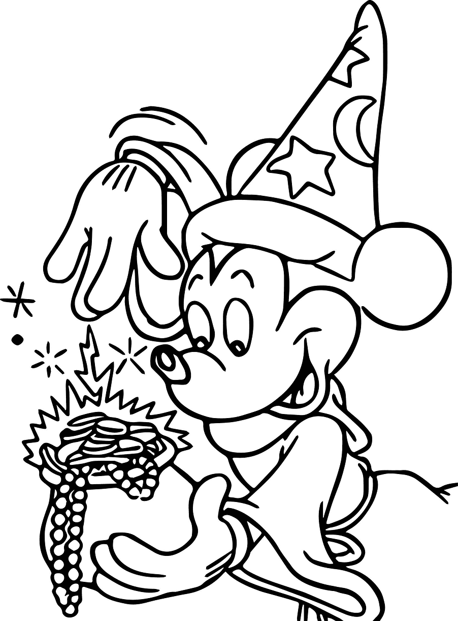 Mickey Magician Coloring Page