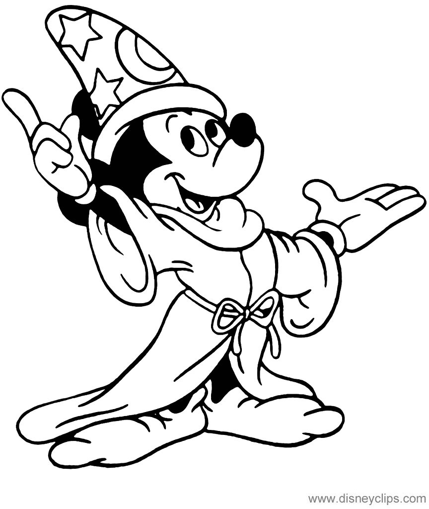 Mickey Mouse Magician Coloring Page