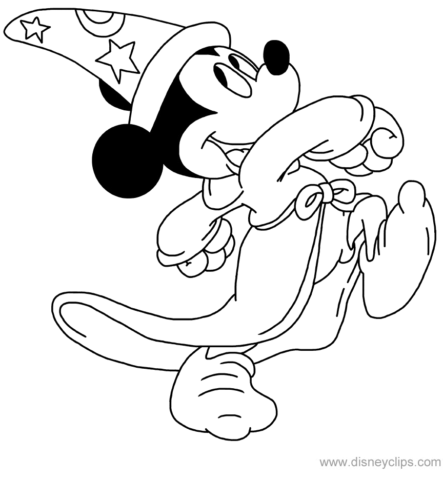 Mickey Mouse Sorcerer Coloring Page