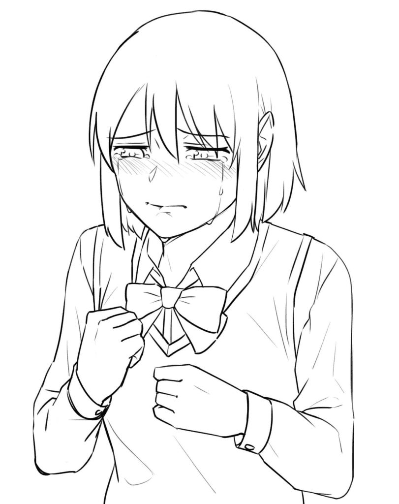 Mitsuha crying Coloring Page