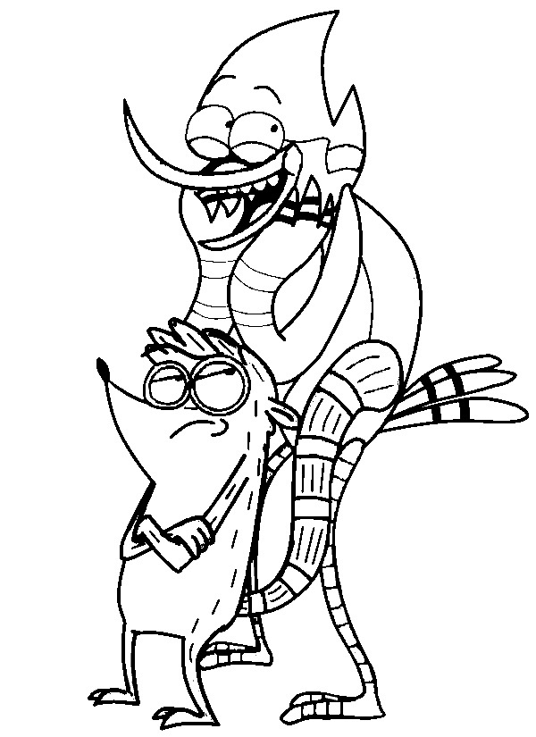 Mordecai with Rigby Coloring Page