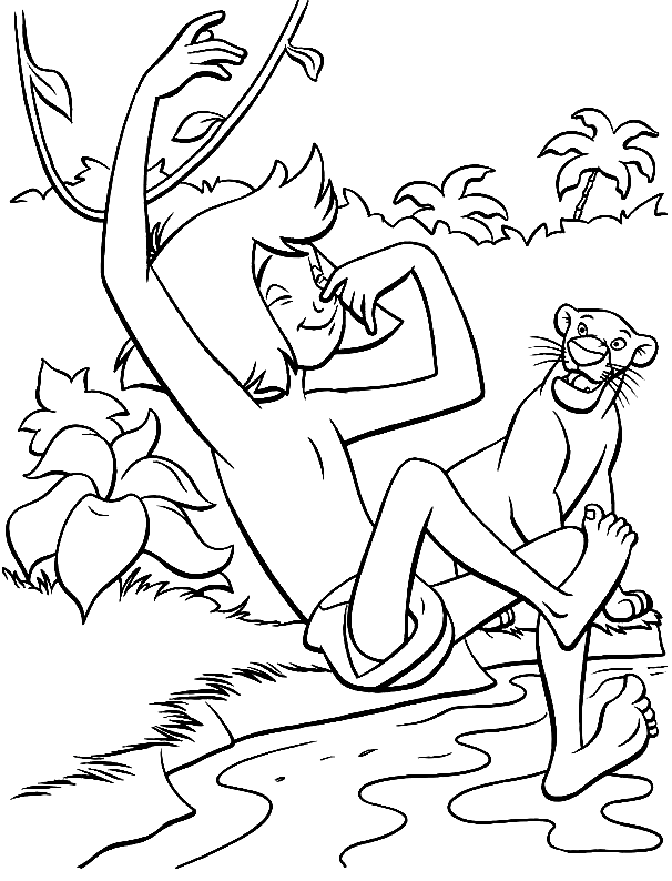 Mowgli e Bagheera do Livro da Selva