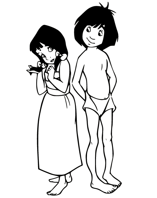 Mowgli and Shanti Coloring Page