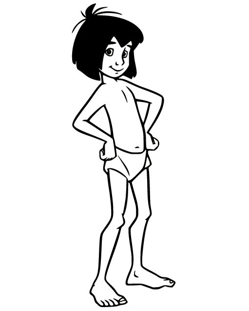 Mowgli from The Jungle Book Coloring Page