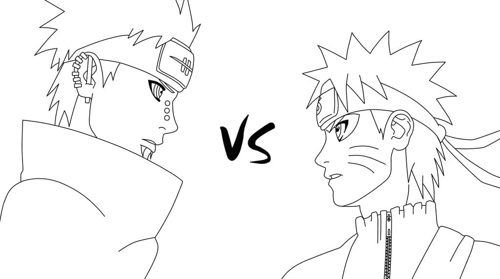 Naruto vs Pain Coloring Page