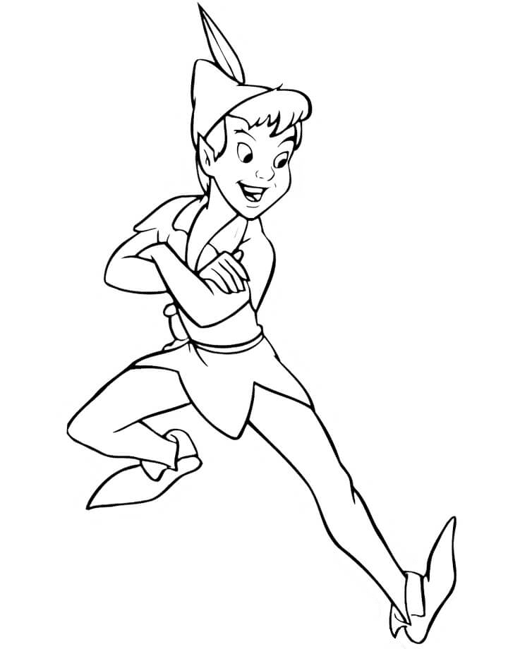 Peter Pan Laughs Happily Coloring Page