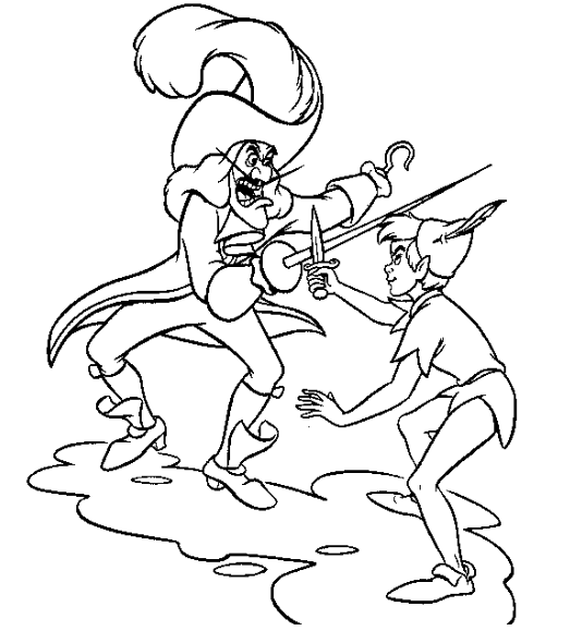 Peter Pan vs Captain Hook Coloring Pages