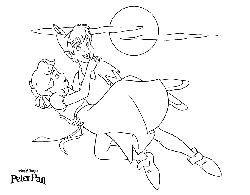 Peter Pan con Wendy Pagina da colorare