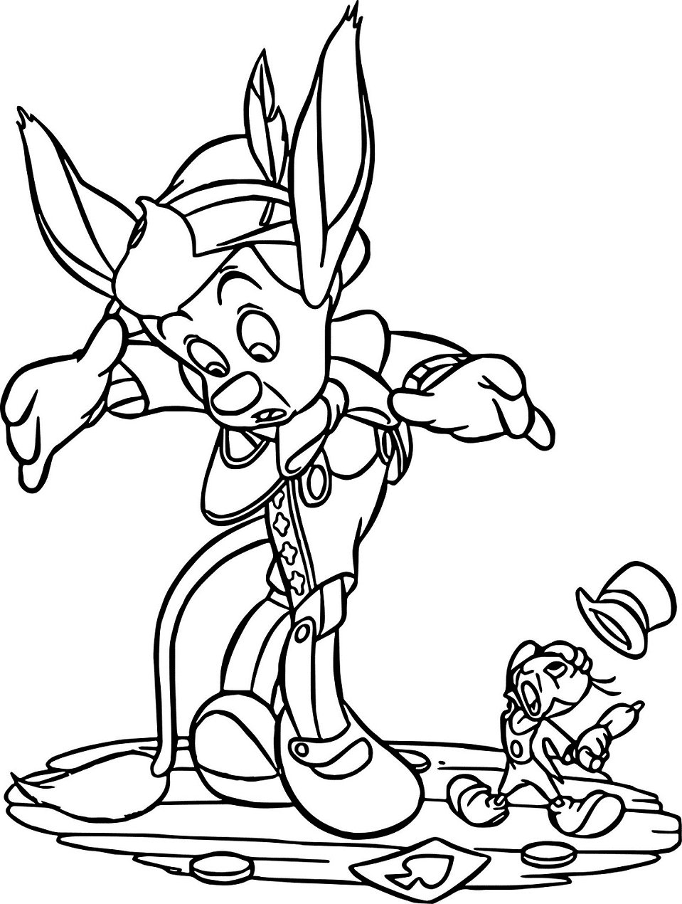 Pinocho y Jiminy Cricket para colorear