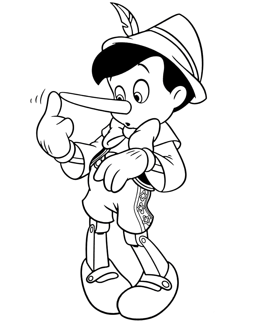 Pinocchio Growing Nose Coloring Page