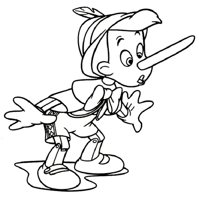 Pinocchio sta mentendo da colorare