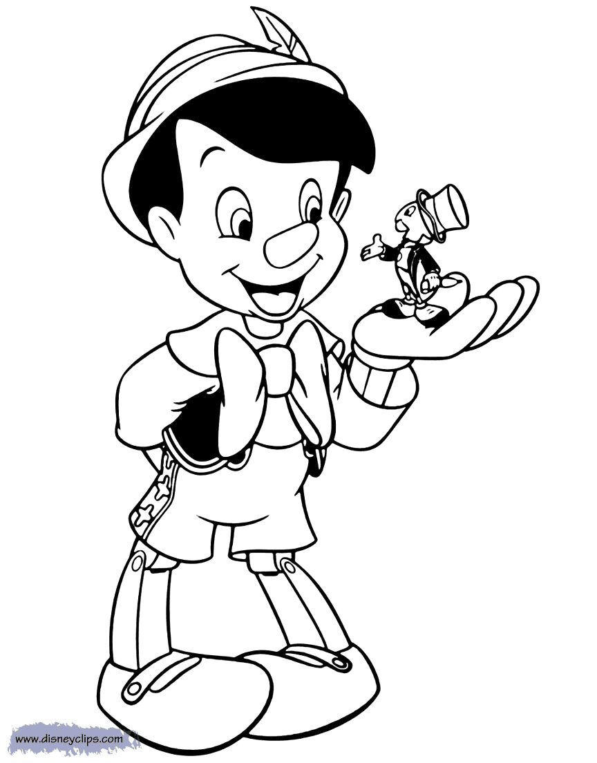 Pinocchio, Pagina da colorare di Jiminy