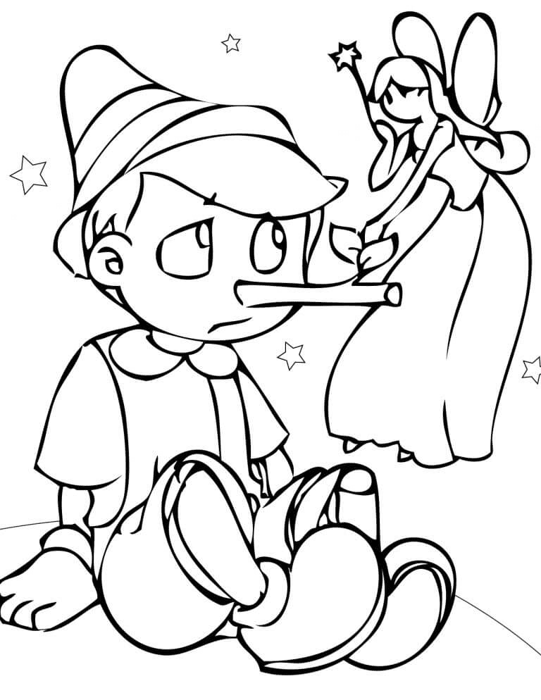 Pinocchio and Fairy Coloring Page