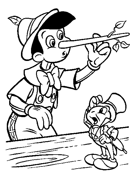 Dibujo de Pinocho con Jiminy para colorear