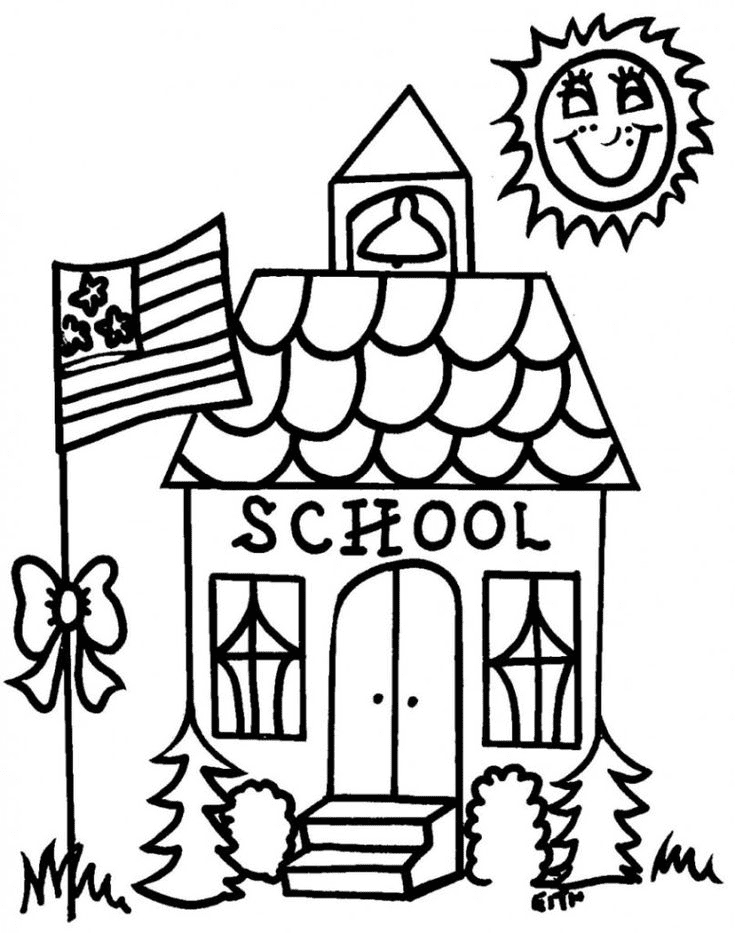 Página para colorir da escola primária