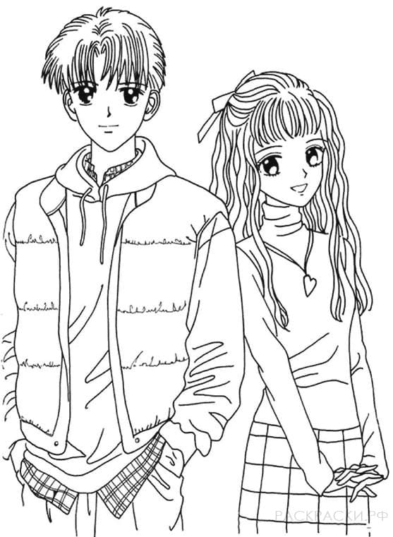 Printable Anime couple Coloring Pages