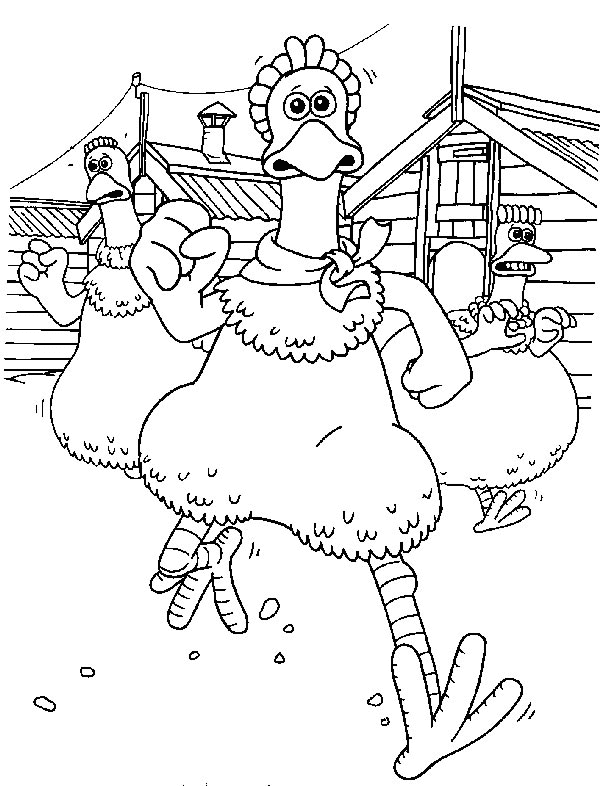 Printable Chicken Run Coloring Page