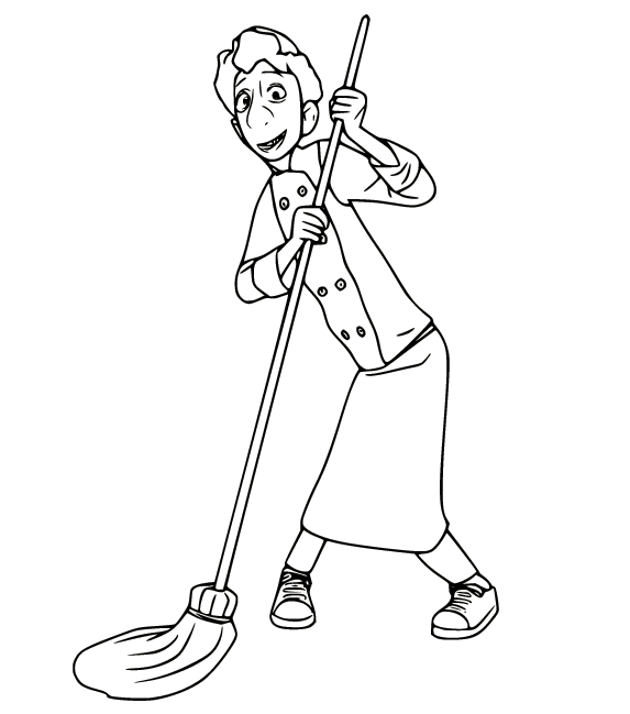 Ratatouille Remy Mopping the Floor Coloring Page