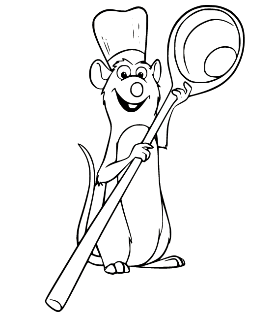 Remy Holds the Spoon Coloring Page