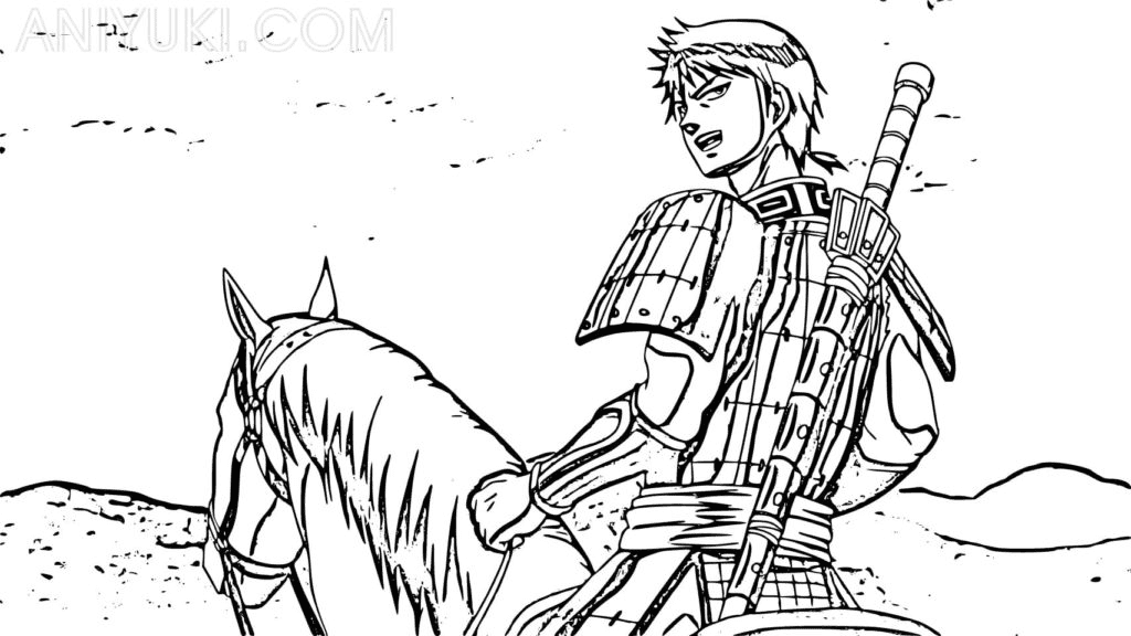 Ri Shin on a horse Coloring Page
