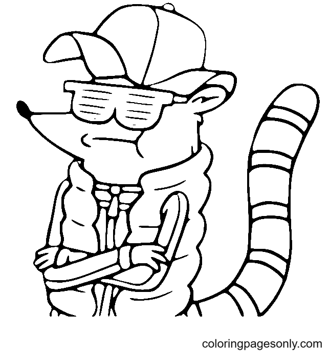 Rigby Looking Cool Coloring Page