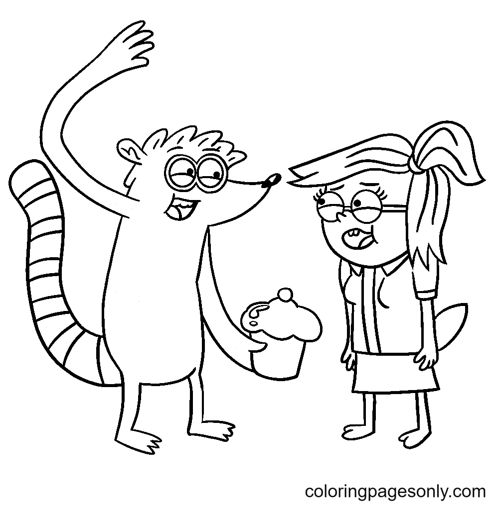 Rigby and Eileen From Regular Show Coloring Page
