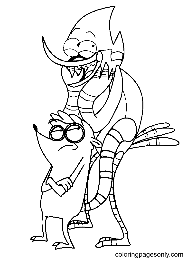 Rigby and Mordecai Coloring Page