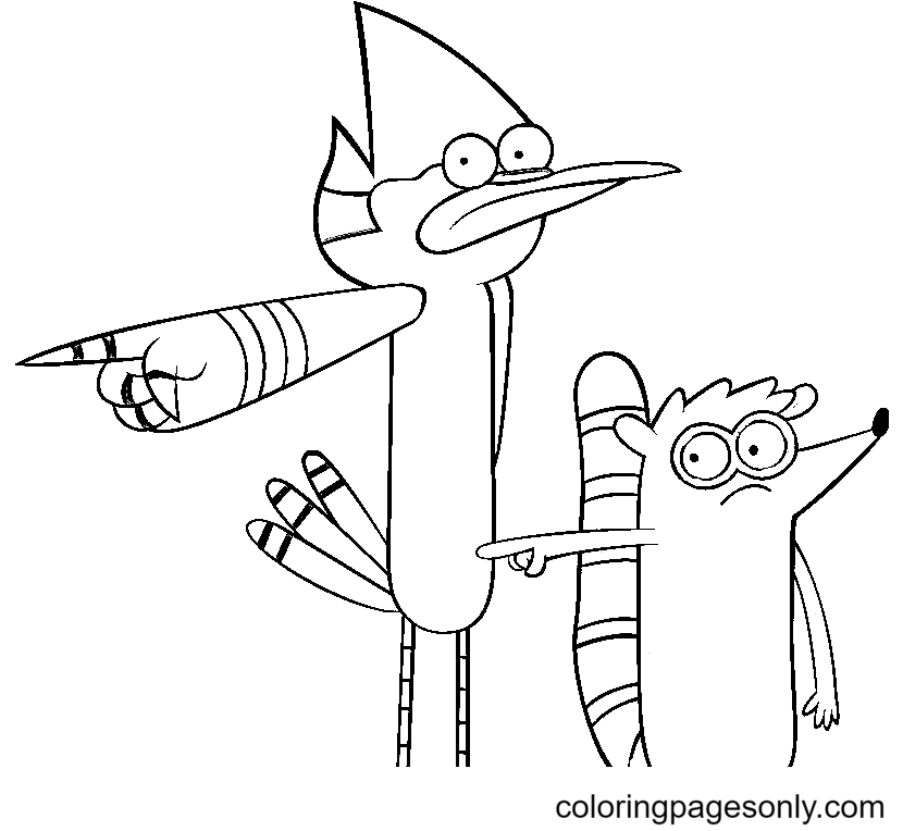 Rigby with Mordecai Coloring Page