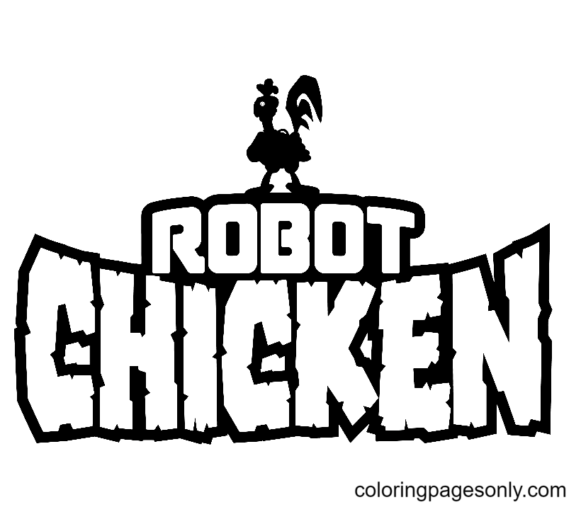 Página para colorir do logotipo da galinha robô