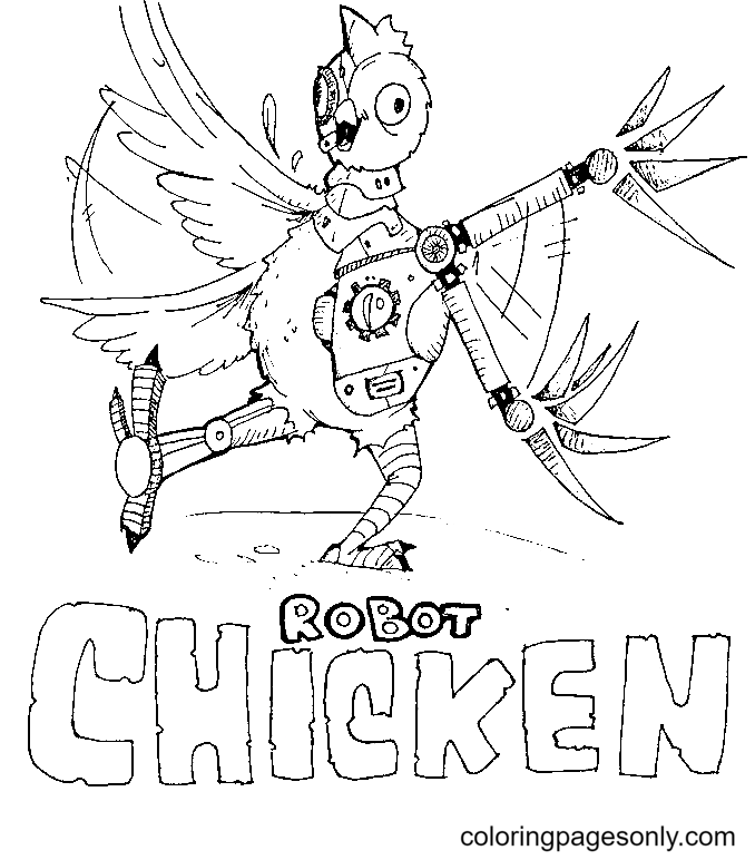 Robot Chicken for Kids Coloring Page
