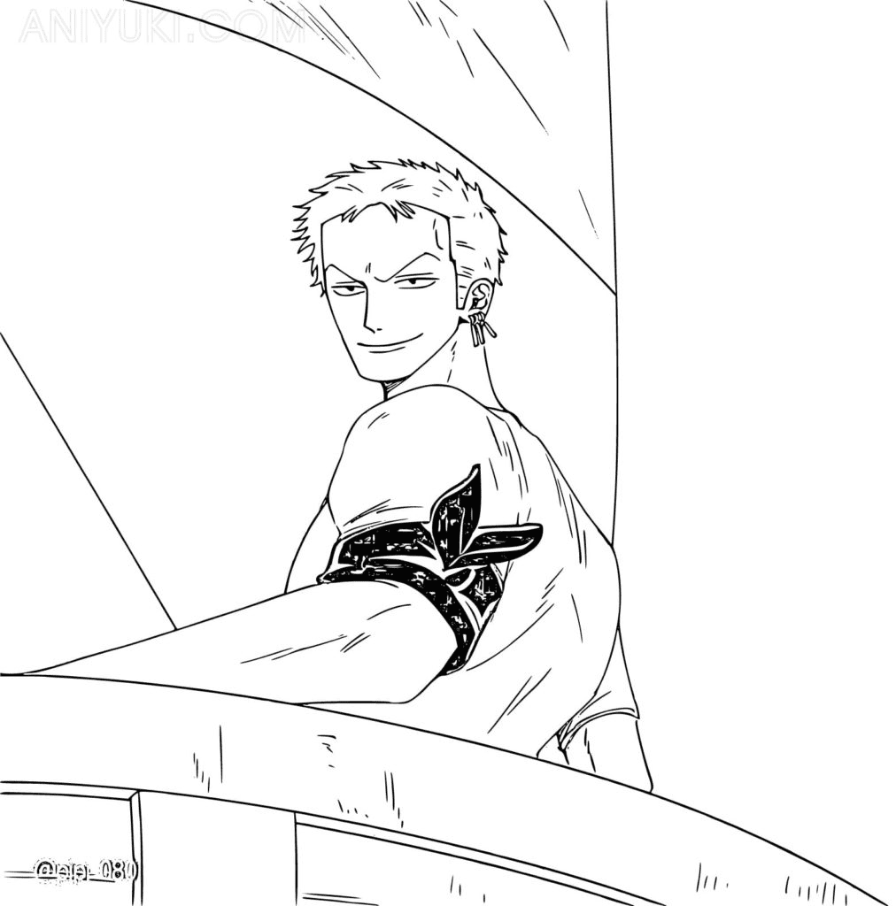 Roronoa Zoro on ship Coloring Pages