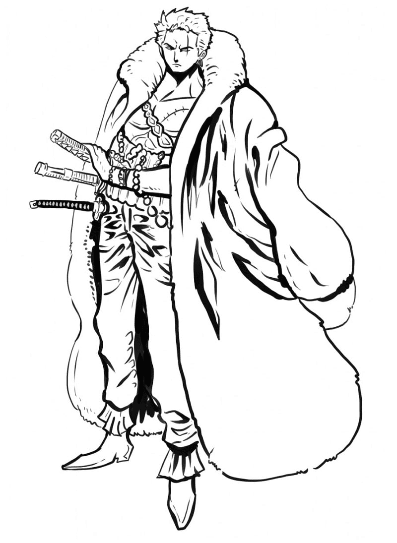 Roronoa Zoro with Big Coat Coloring Page