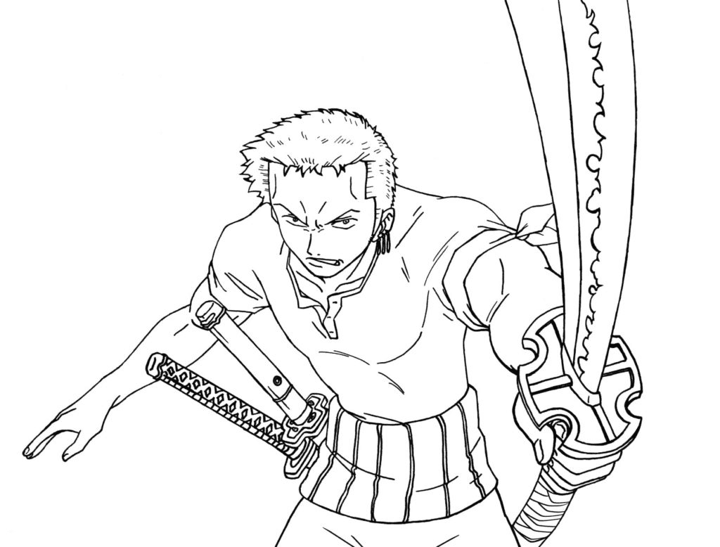 Roronoa Zoro with Sword Coloring Page
