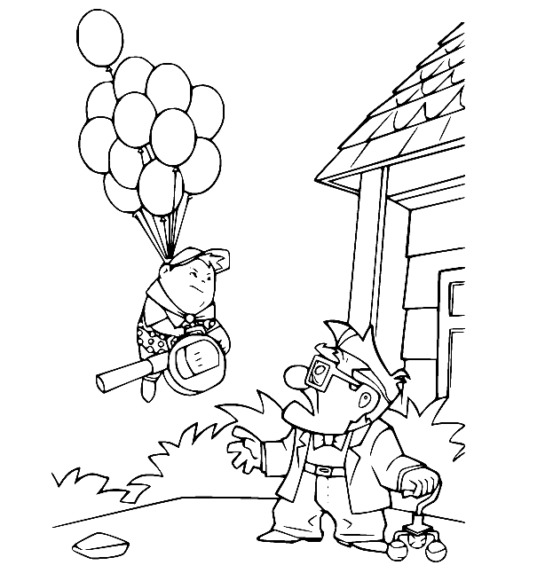 Russell Surprised Carl Coloring Page