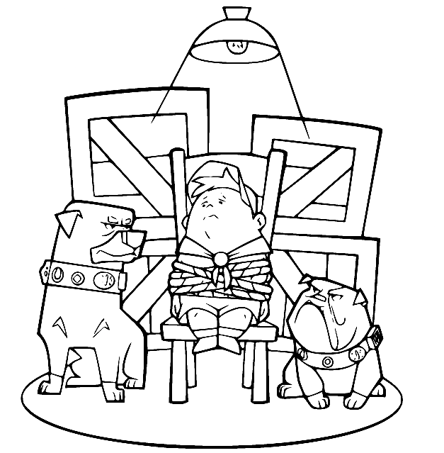Russell Was Caught by Dogs Coloring Page