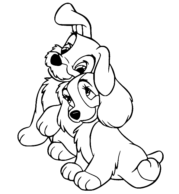 Scamp and Annette Coloring Page