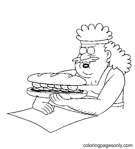 Sensai Wrapping the Death Sandwich Coloring Page