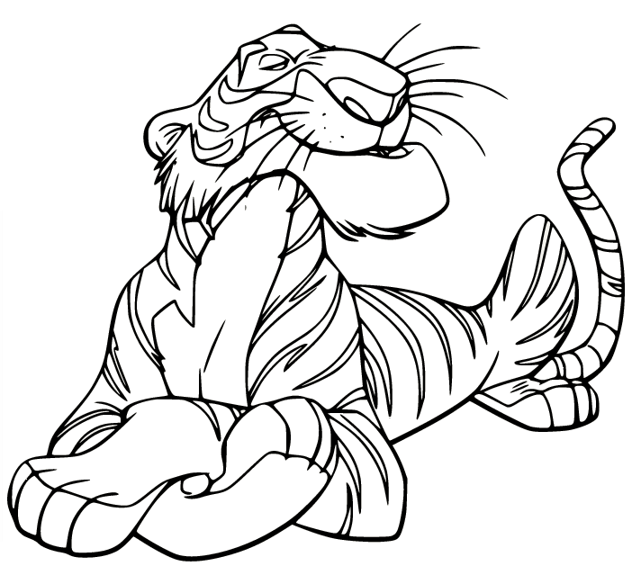 Shere Khan on the Ground Coloring Page