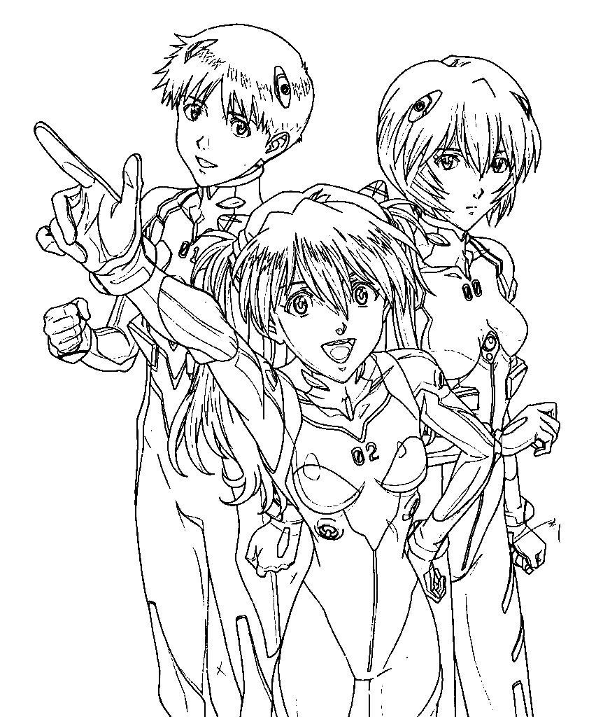 Shinji Ikari, Asuka Langley, Rei Ayanami von Neon Genesis Evangelion