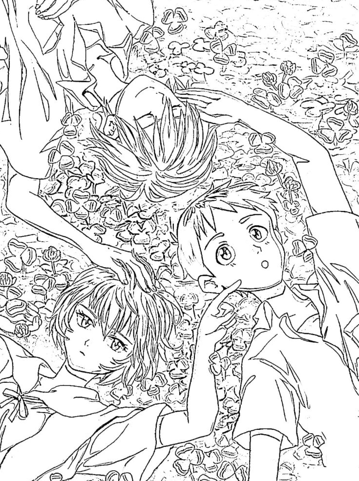 Shinji Ikari, Rei Ayanami, Kaworu Nagisa Coloring Page