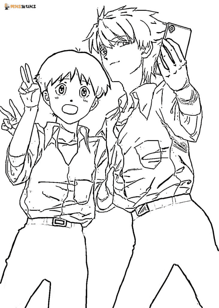 Shinji Ikari and Kaworu Nagisa Coloring Pages