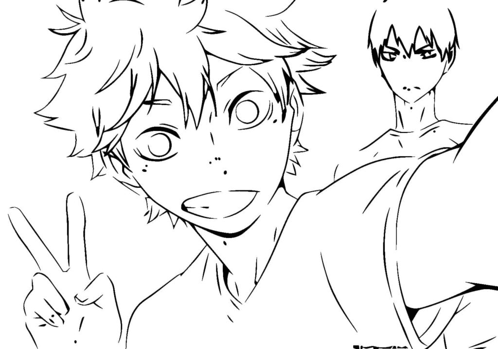 Shouyou Hinata with Kageyama Coloring Pages